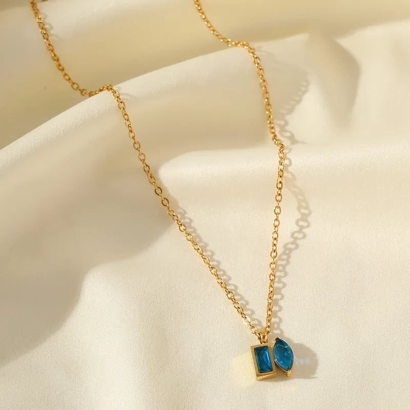Golden Blue Stone Necklace