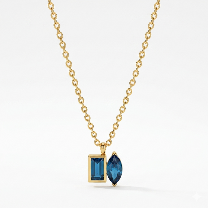 Golden Blue Stone Necklace