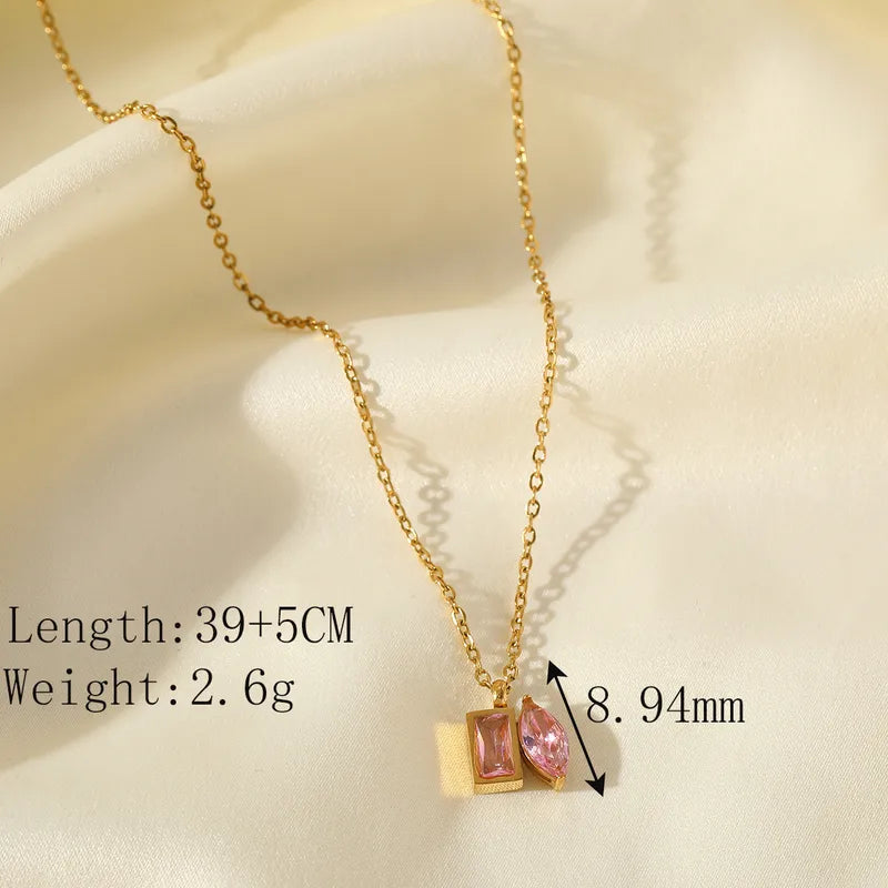 Golden Pink Stone Necklace