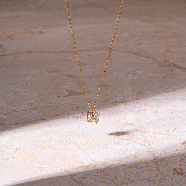 Golden White Stone Necklace
