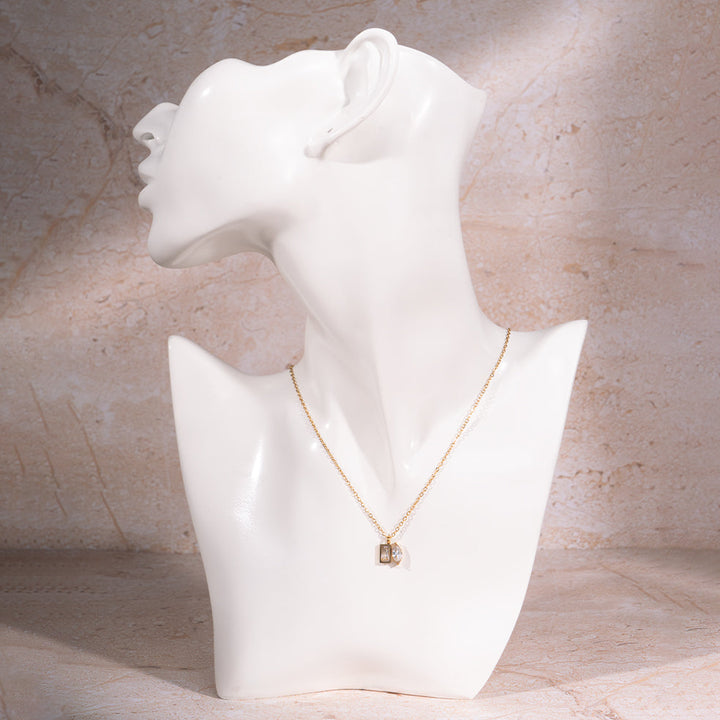 Golden White Stone Necklace | Salty