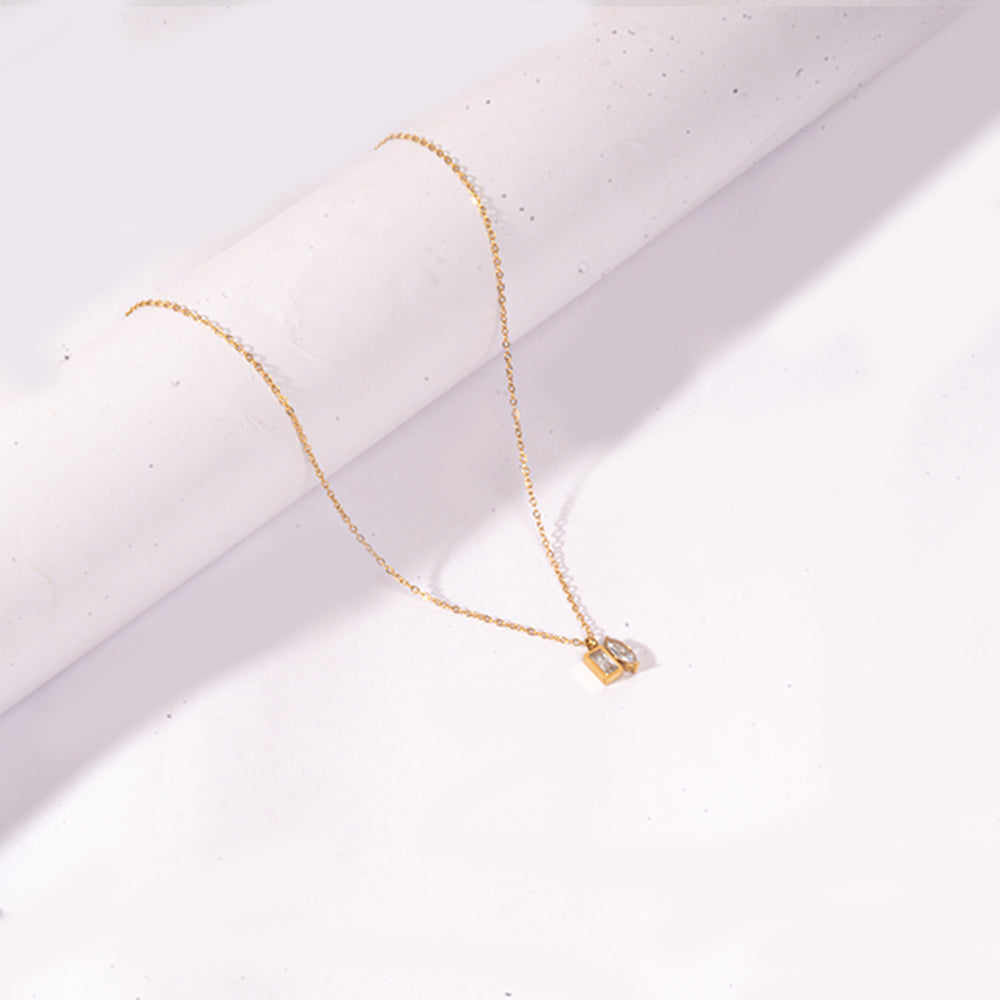 Golden White Stone Necklace | Salty