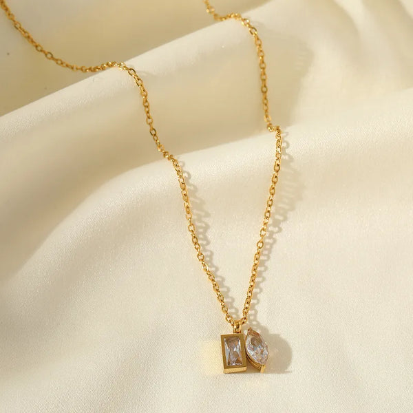 Golden White Stone Necklace