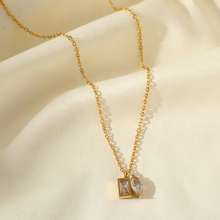 Golden White Stone Necklace