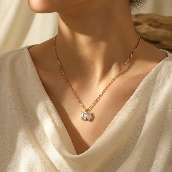 Golden White Stone Necklace