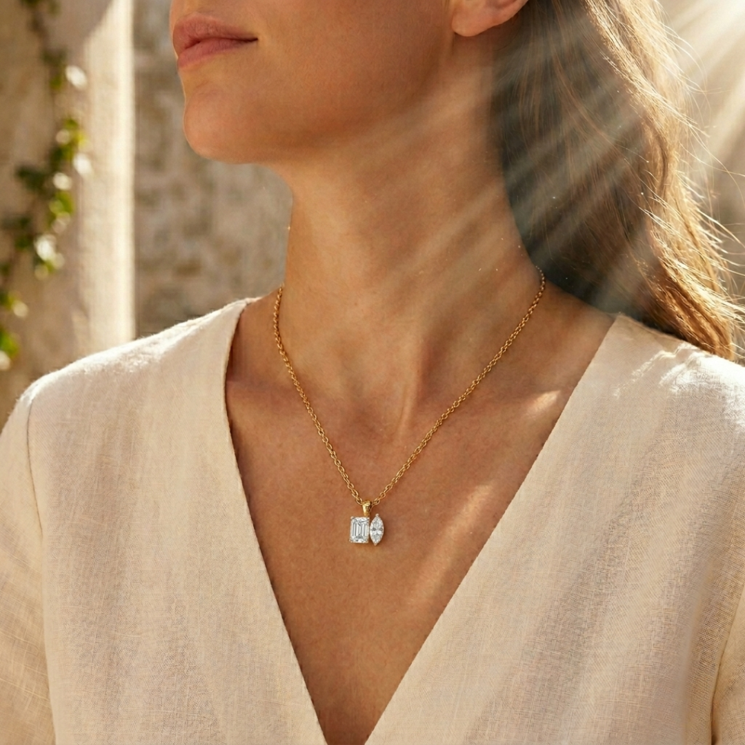 Golden White Stone Necklace