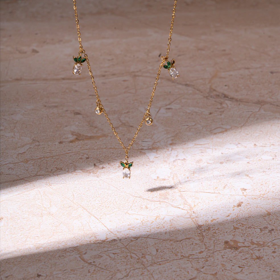 Golden Pineapple Charm Necklace | Salty