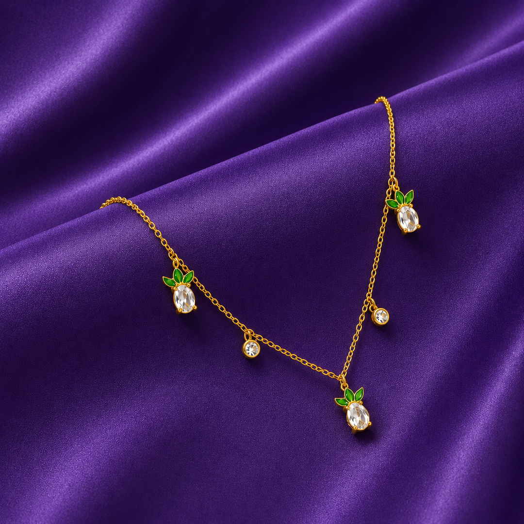 Golden Pineapple Charm Necklace