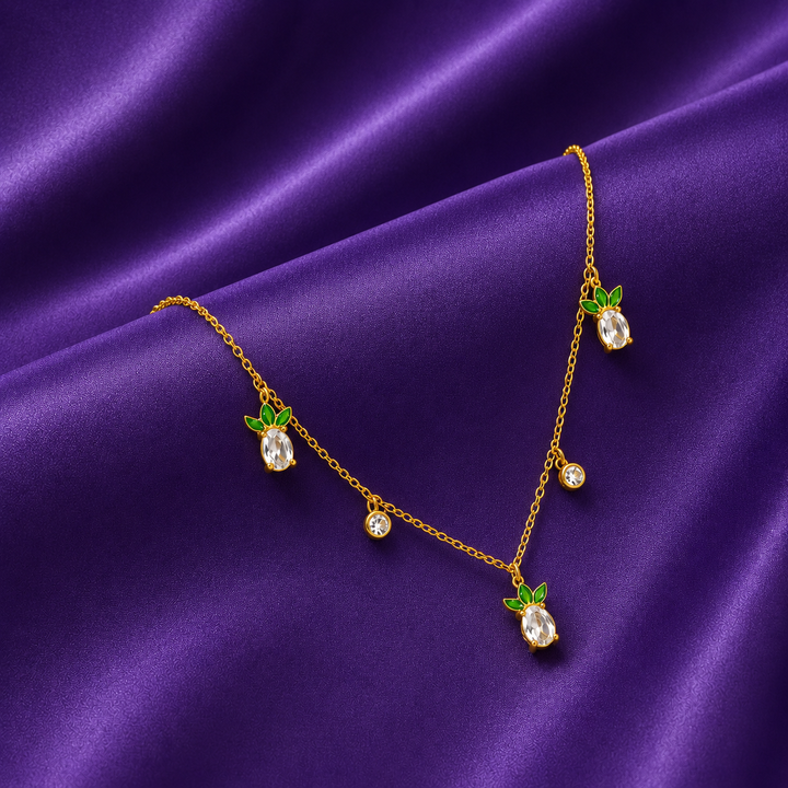 Golden Pineapple Charm Necklace