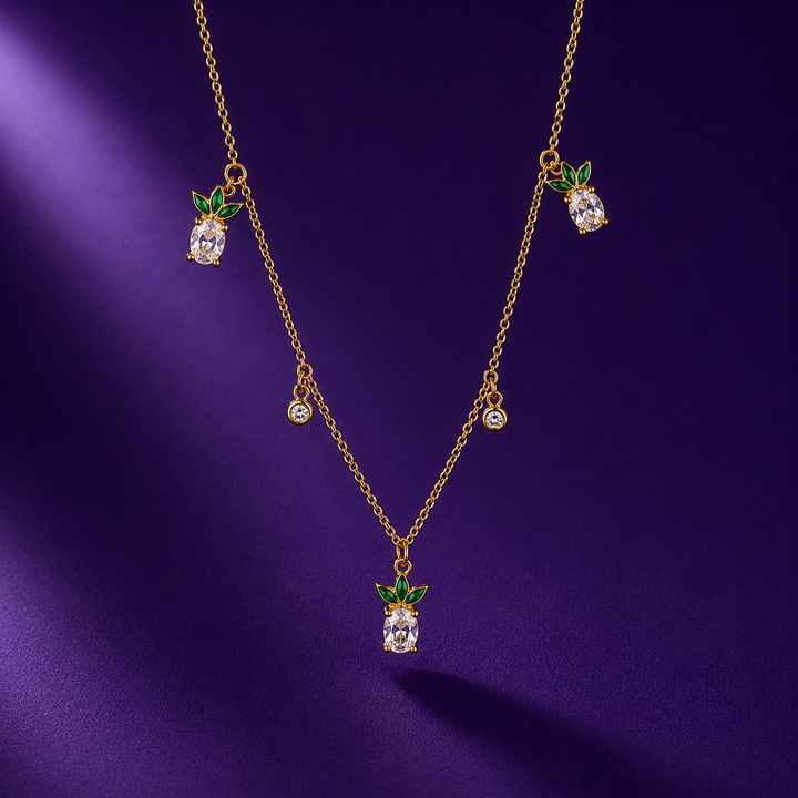 Golden Pineapple Charm Necklace