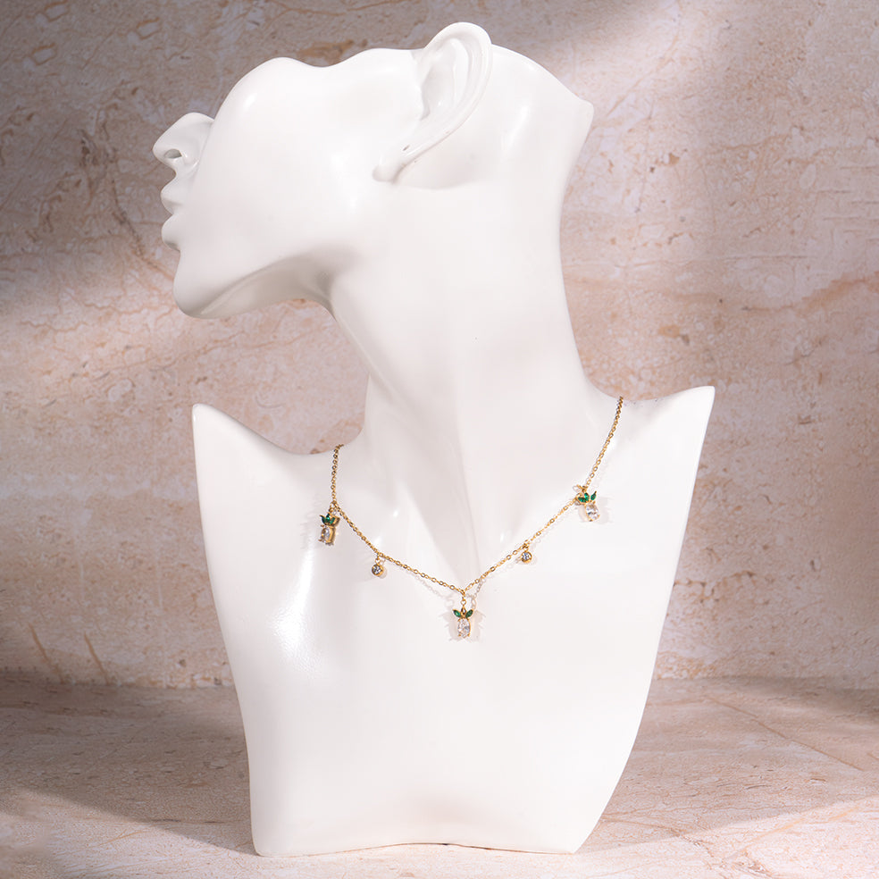 Golden Pineapple Charm Necklace | Salty