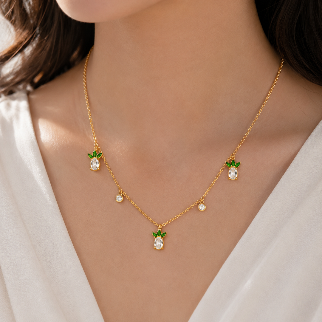 Golden Pineapple Charm Necklace | Salty