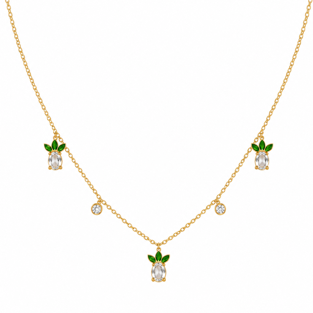 Golden Pineapple Charm Necklace | Salty