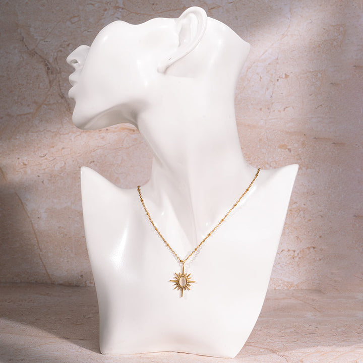 Golden Sunburst Necklace - Black | Salty
