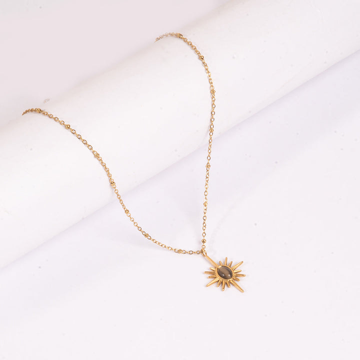 Golden Sunburst Necklace - Black | Salty