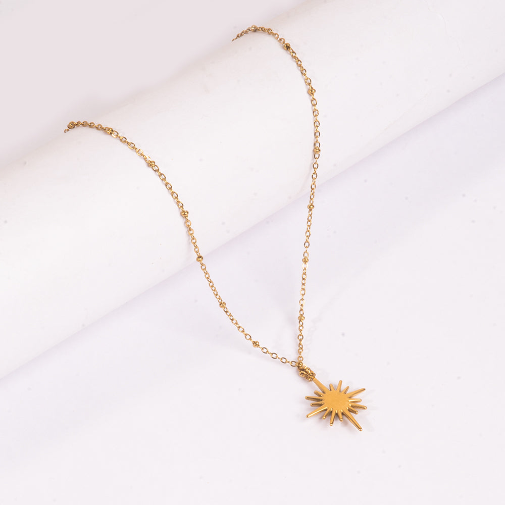 Golden Sunburst Necklace - Black | Salty