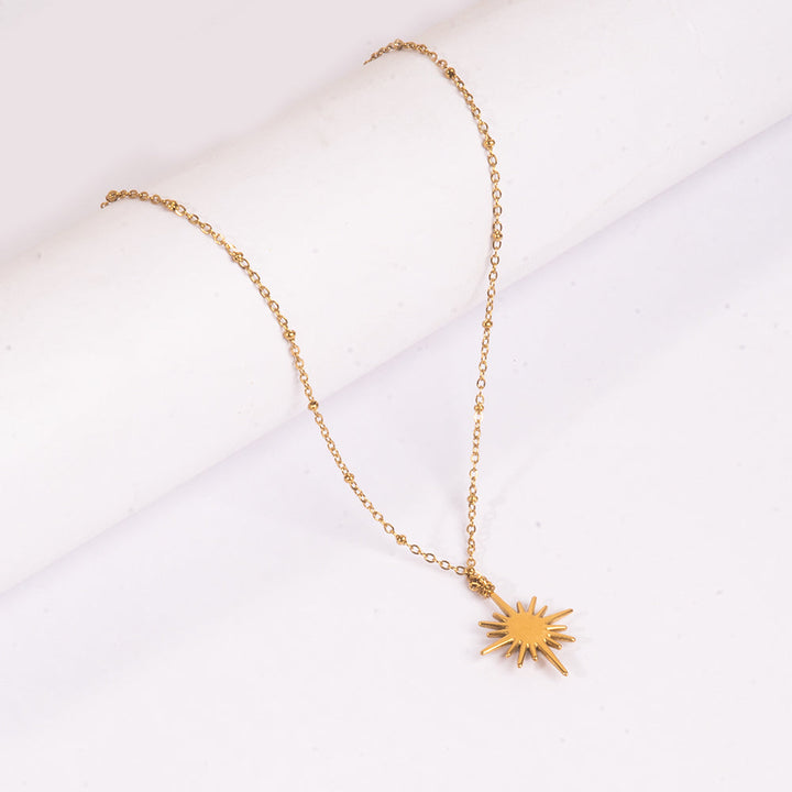 Golden Sunburst Necklace - Black | Salty