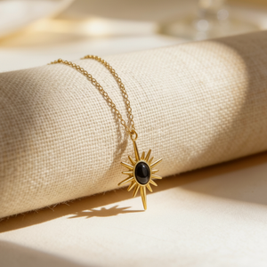 Golden Sunburst Necklace - Black