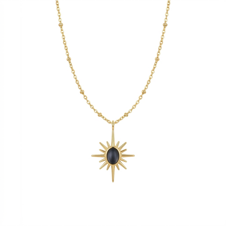 Golden Sunburst Necklace - Black