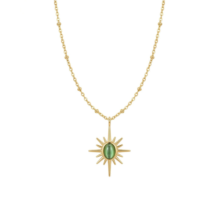 Golden Sunburst Necklace - Green