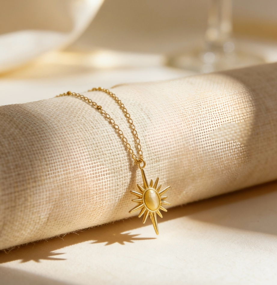 Golden Sunburst Necklace - Yellow