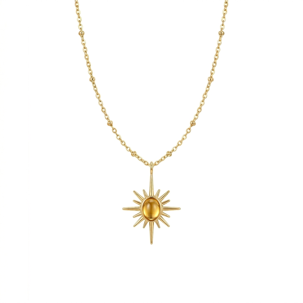 Golden Sunburst Necklace - Yellow