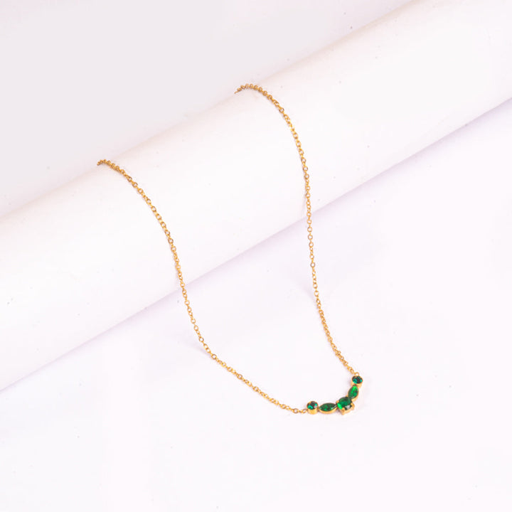 Golden Emerald Loop Necklace | Salty