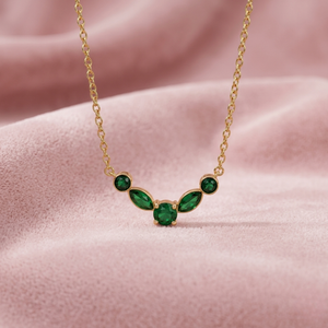 Golden Emerald Loop Necklace