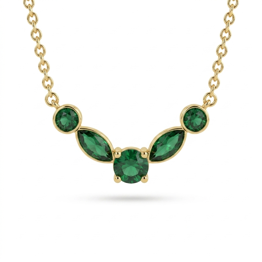 Golden Emerald Loop Necklace