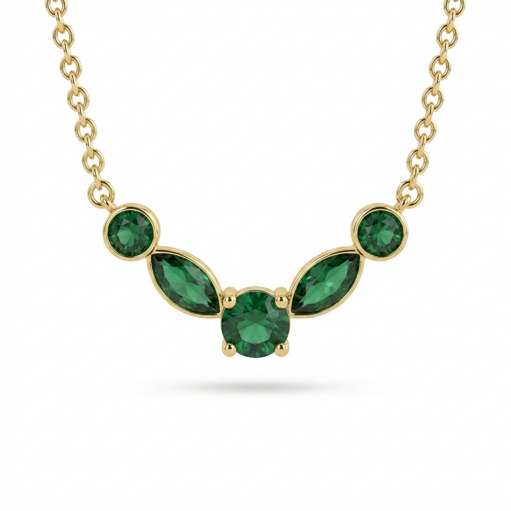 Golden Emerald Loop Necklace