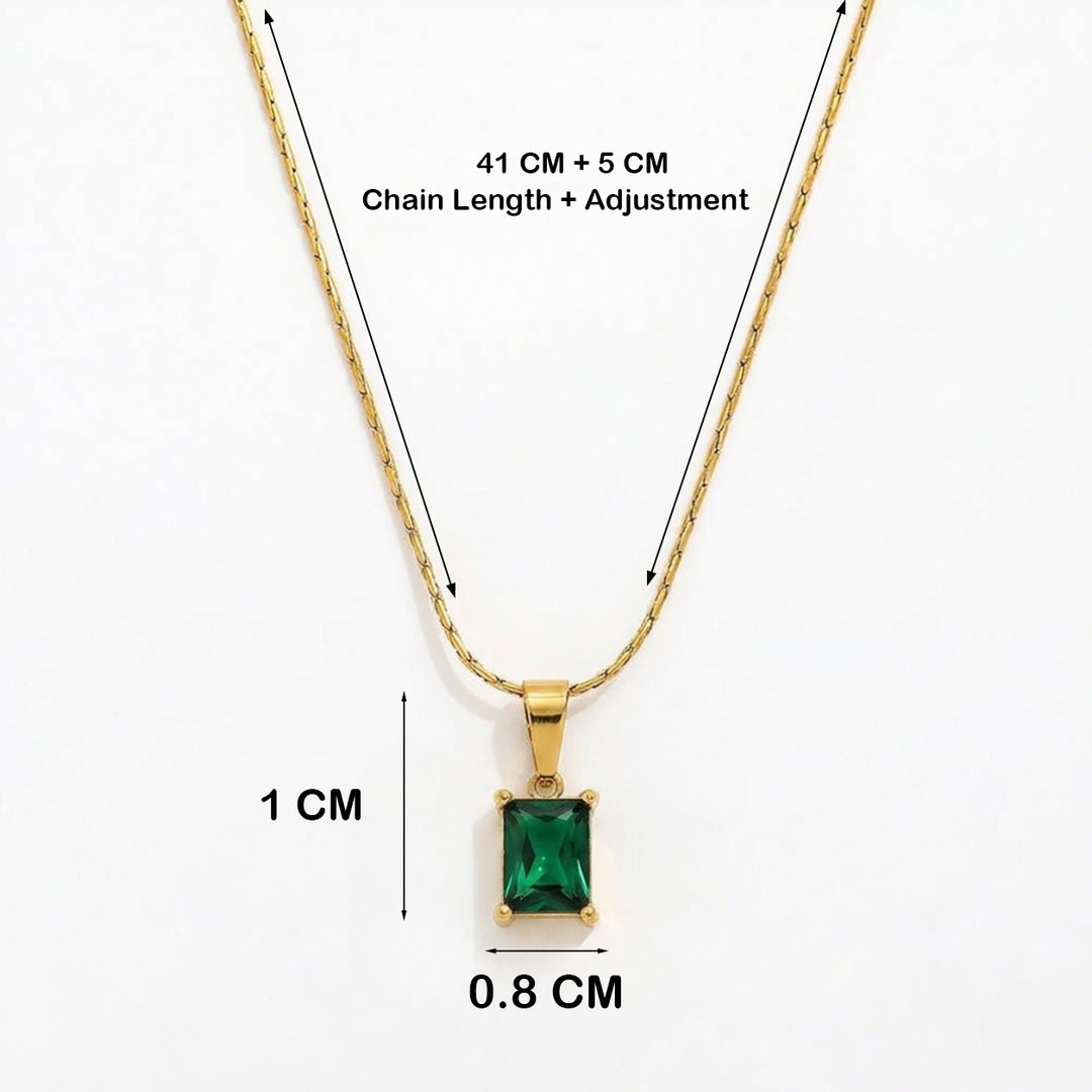 Emerald Square locket With Golden Chain Necklace