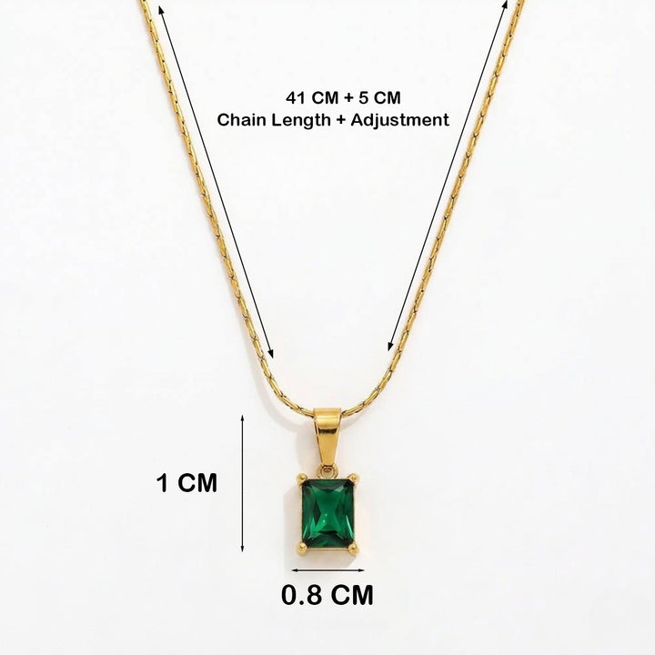 Emerald Square locket With Golden Chain Necklace