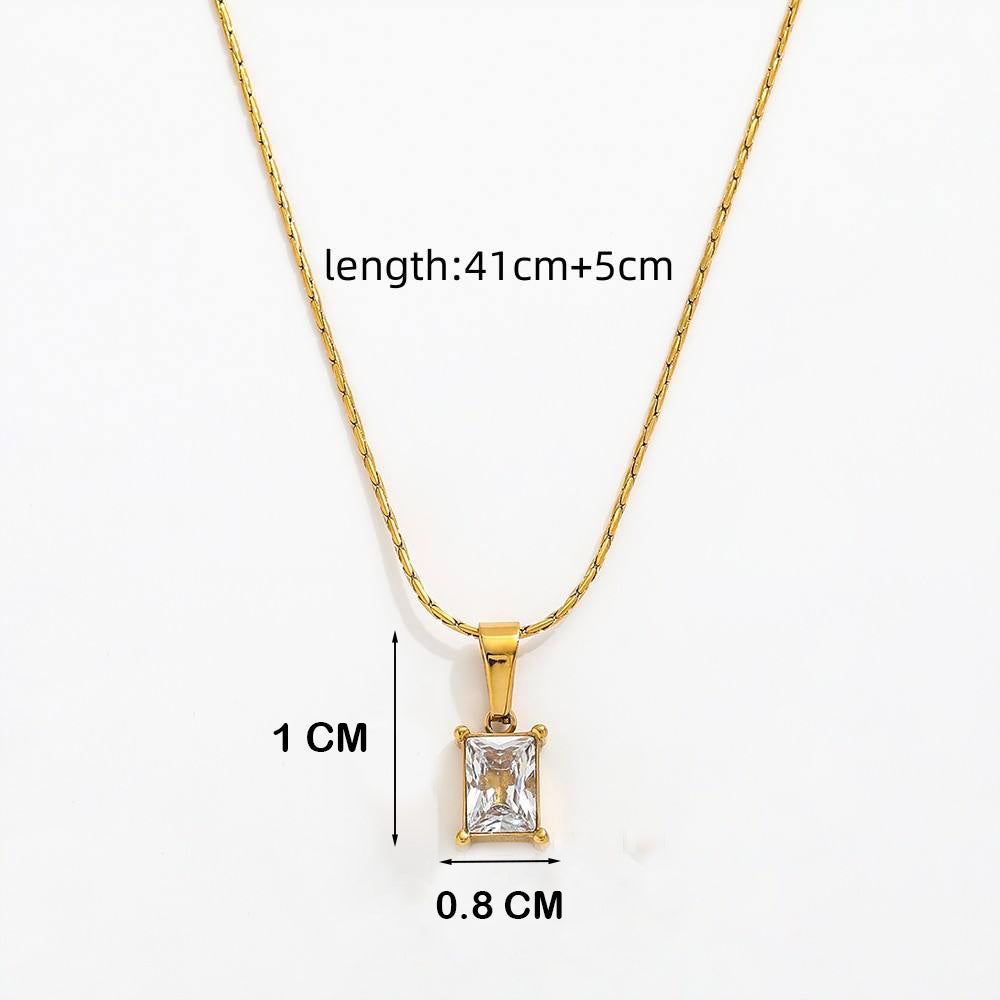 White Square locket With Golden Chain Necklace