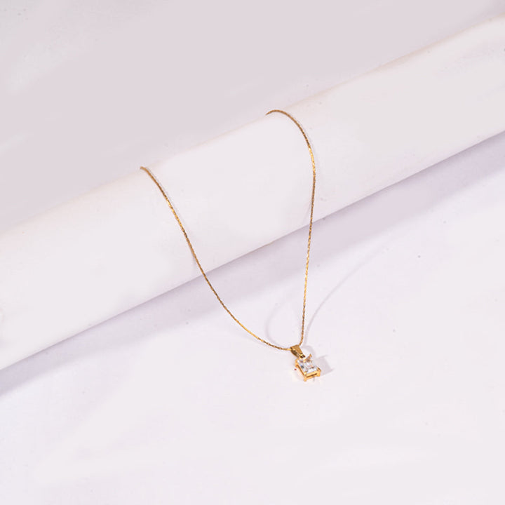 White Square locket With Golden Chain Necklace | Salty