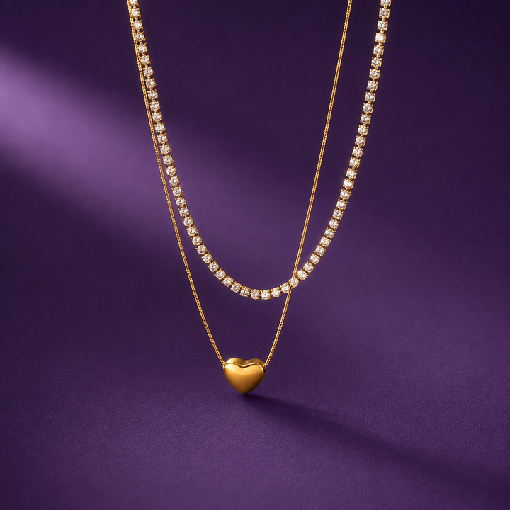 Golden Heart Layered Necklace