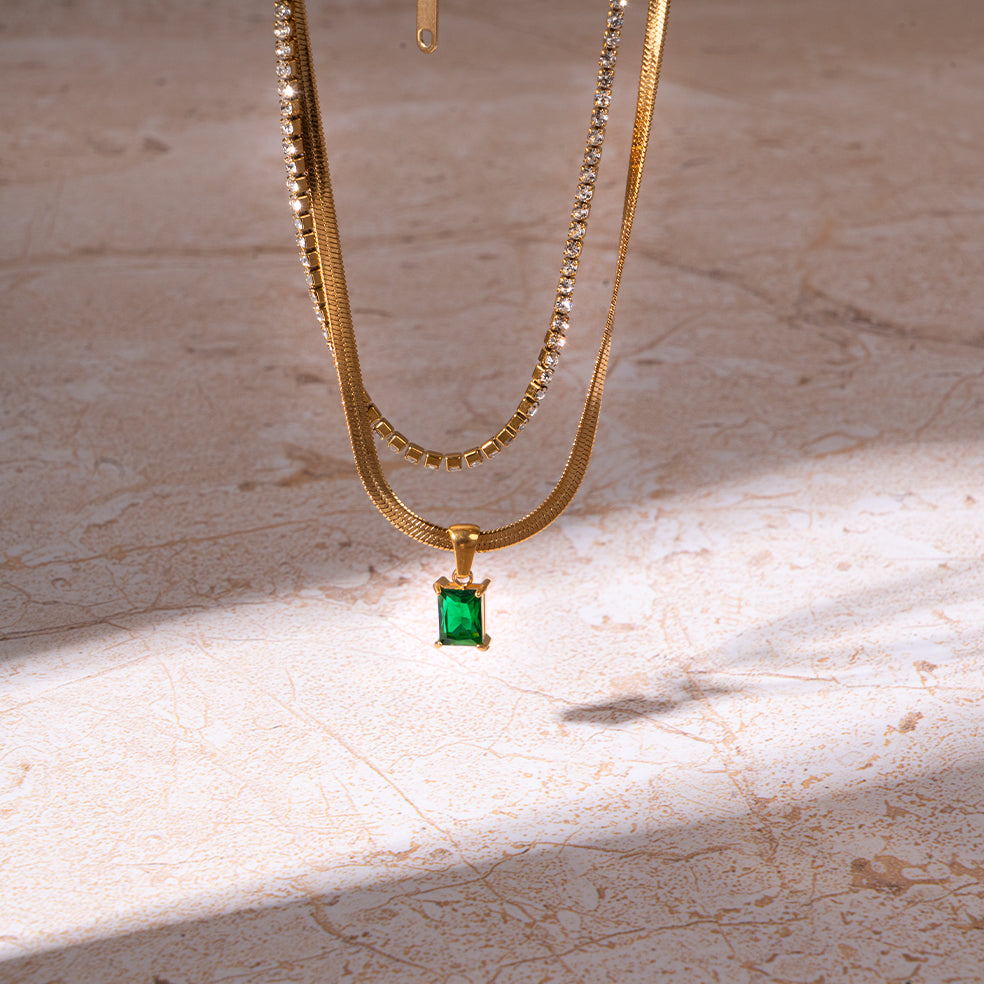 Emerald Layered Necklace | Salty