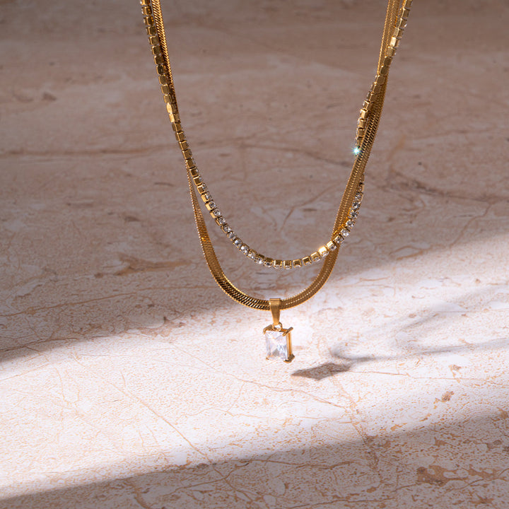 Crystal Layered Necklace | Salty