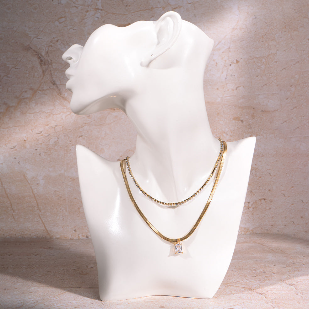 Crystal Layered Necklace | Salty