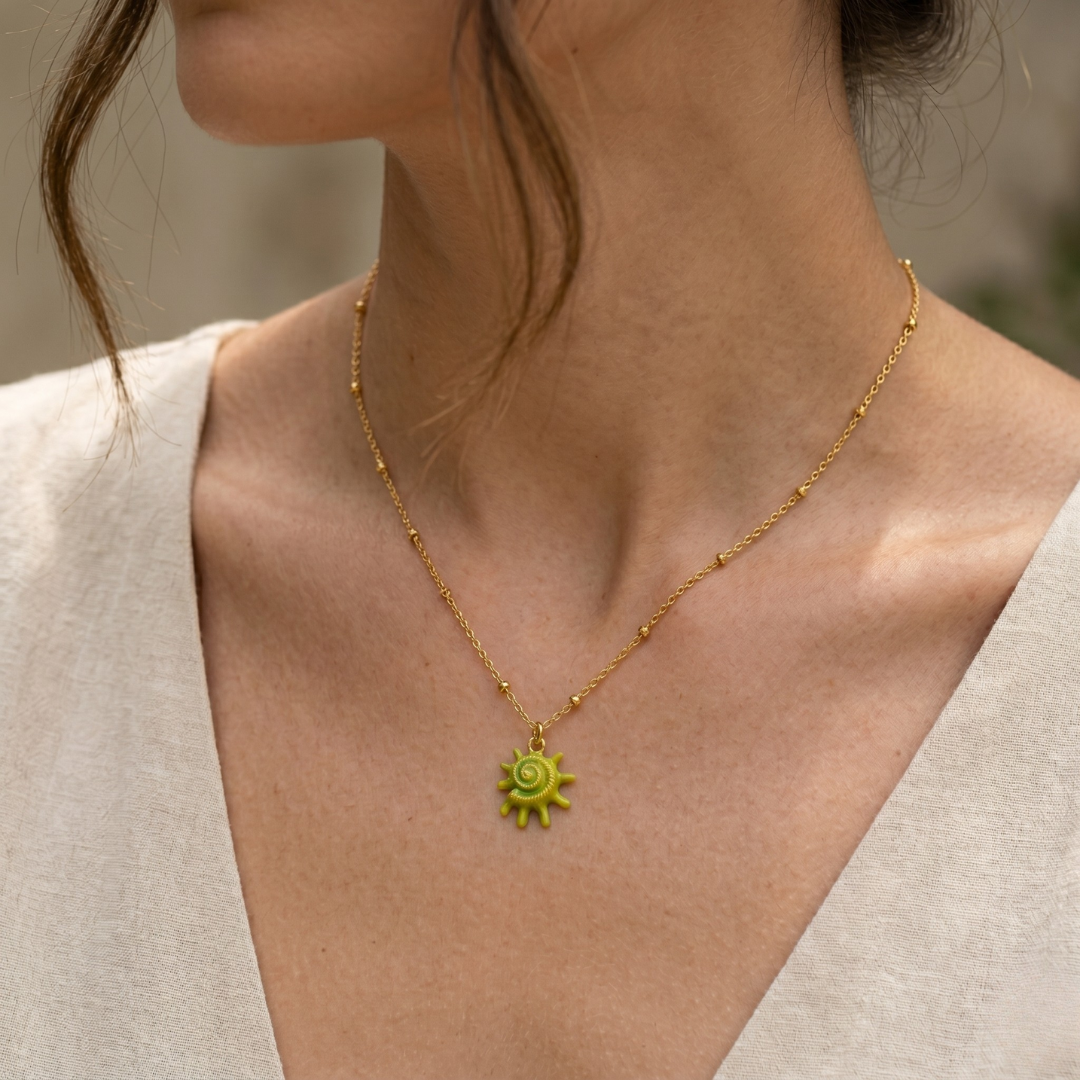 Lime Spiral Necklace