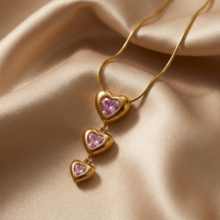 Rose Heart Drop Necklace