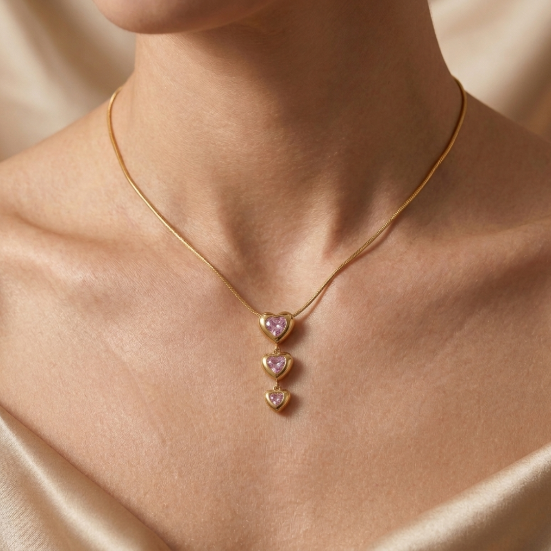 Rose Heart Drop Necklace