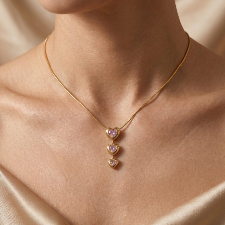Rose Heart Drop Necklace