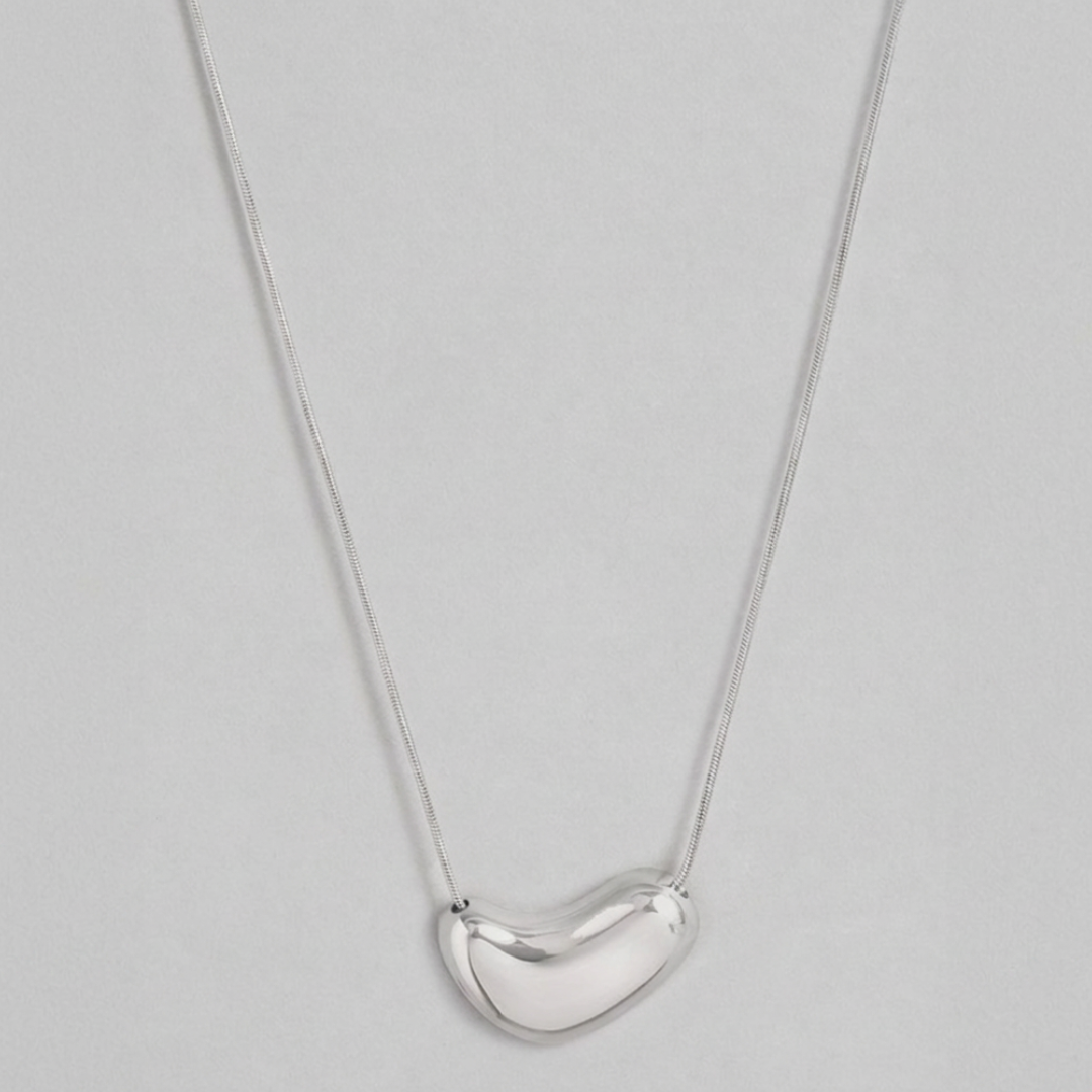 Silver Curved Bean Necklace