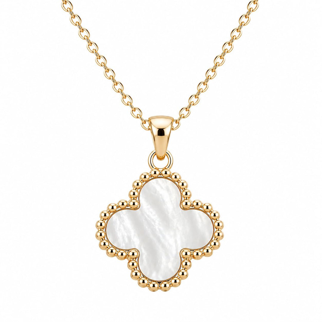 Clover Chaos Pendant Necklace - Gold-White