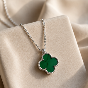 Clover Chaos Pendant Necklace - Silver-Green