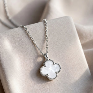 Clover Chaos Pendant Necklace - Silver-White