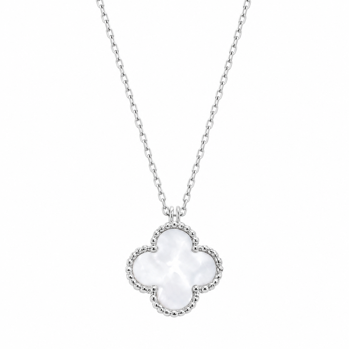 Clover Chaos Pendant Necklace - Silver-White