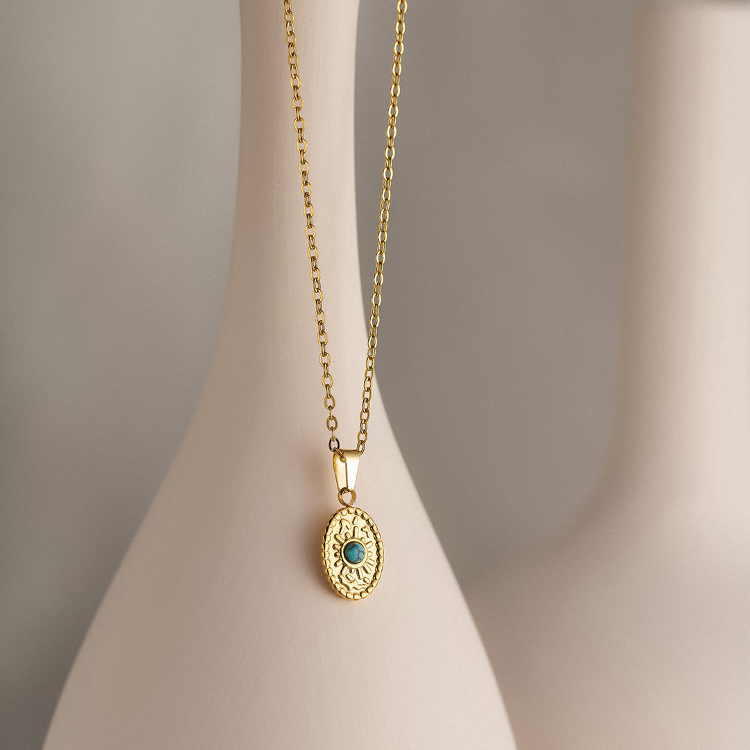 Blue Orbit Medallion Necklace