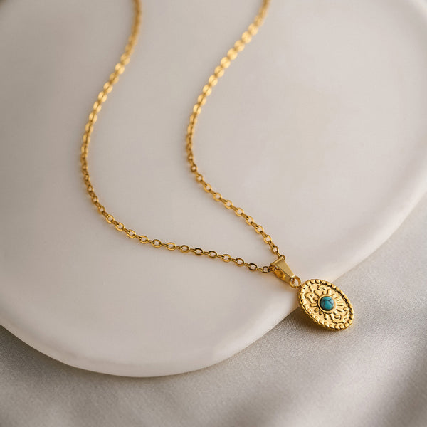 Blue Orbit Medallion Necklace