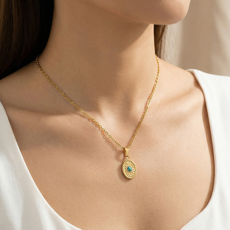 Blue Orbit Medallion Necklace